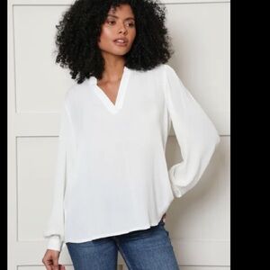 ❤️3X20 ELLEN TRACY Women Long Sleeve V Neck  Silky Blouse | XL